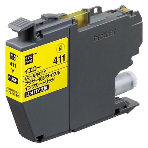 リサイクルインクカートリッジ 単体 イエロー エコリカ ECI-BR411Y
