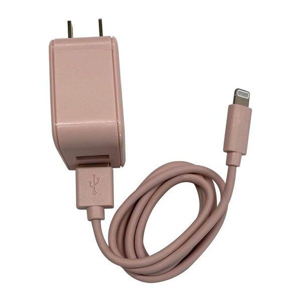 充電ケーブル AC CHARGER ＋ ライトニング 2.4A対応 スリム2PORT 1m （ピンク...