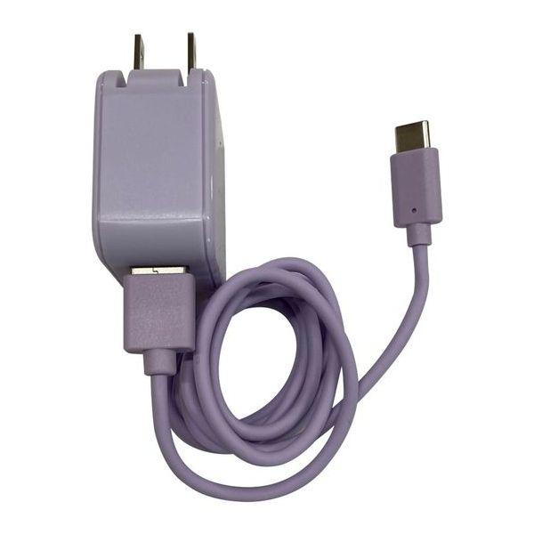充電ケーブル AC CHARGER ＋ USB Type-C 2.4A対応 スリム2PORT 1m ...
