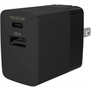 オウルテック AC充電器 USB PD 20W対応 Type−Cポート Type−Aポート かしこく超速充電 コンパクト iPhone iPad Android ブラック OWL−APD20C1A1−BK｜beisiadenki