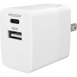 オウルテック AC充電器 USB PD 20W対応 Type−Cポート Type−Aポート かしこく超速充電 コンパクト iPhone iPad Android ホワイト OWL−APD20C1A1−WH｜beisiadenki