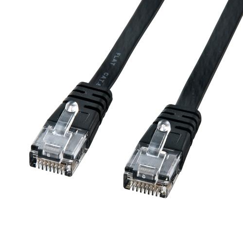 サンワサプライ カテゴリ6フラットケーブル0.5m(ブラック) KB-FL6-005BKN