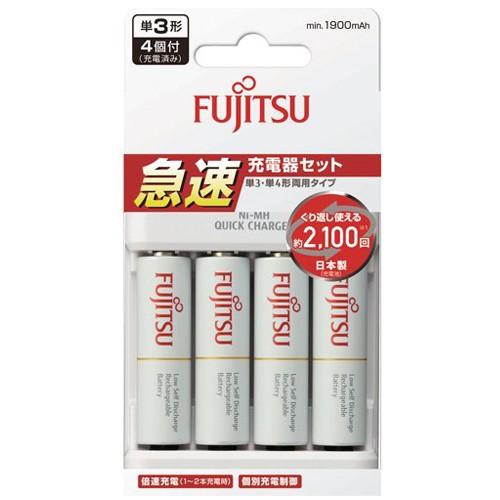 富士通 FUJITSU 急速充電器 単3形 4本入 標準電池セット FCT344FXJSTFX FD...