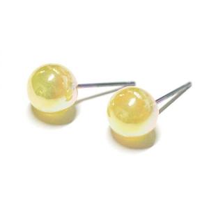 【1ペア】約8mmオーロライエローカラーBallチタン芯ピアス