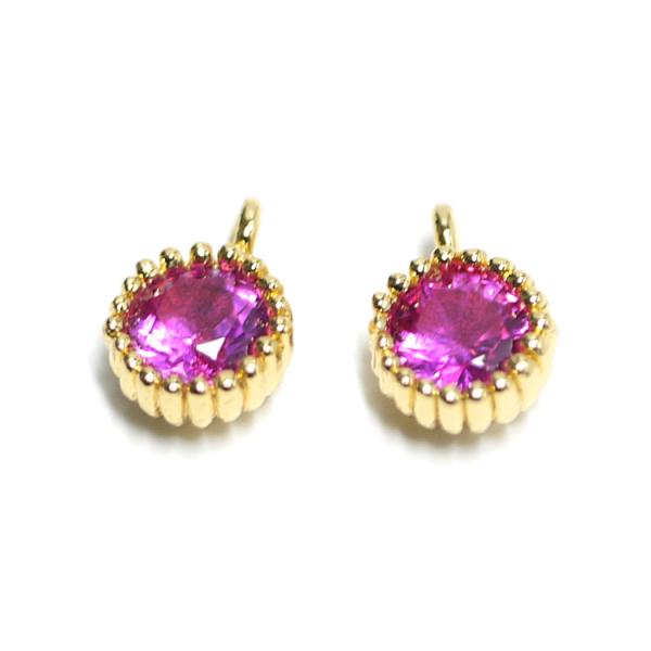 【1個入り】7月ルビーカラーCZ誕生石のゴールドチャーム NF