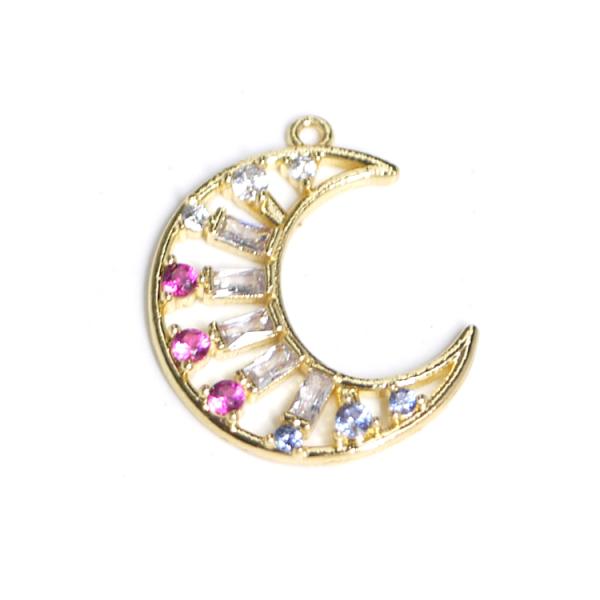 【1個】ルビーCZ付ゴージャスに煌くMoonゴールドチャーム NF