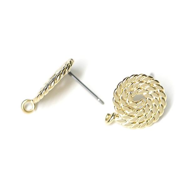 【1ペア】チタン芯！Loop Circleマッドゴールドピアス、パーツ