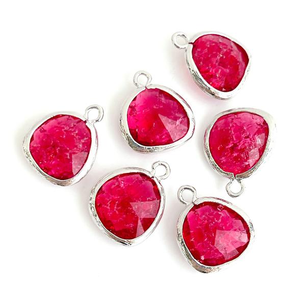 p1750-rock【1個】ルビーカラー Rock Glass 歪みマロン形 ガラス シルバーチャー...