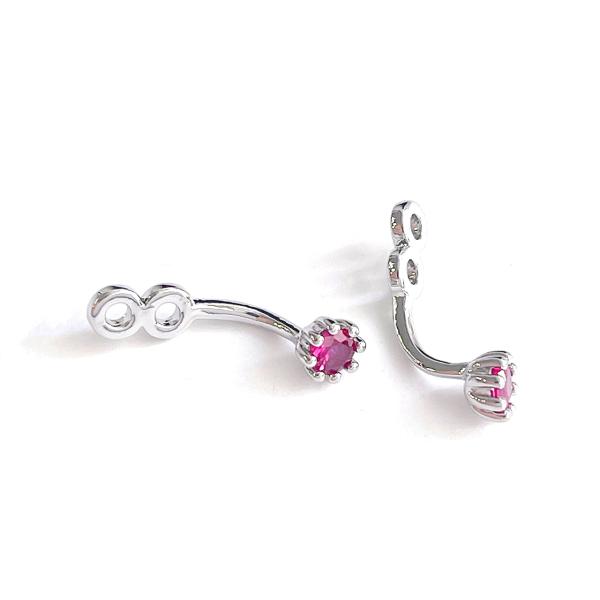 p6895_2【1ペア】耳に合わせて高さの調整可能！ルビーカラーCZ シルバー ピアスキャッチ装飾 ...