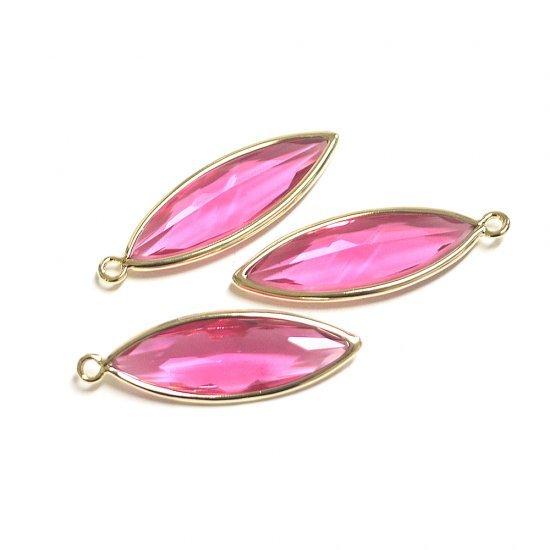 【1個】ルビーカラーGlassゴールドBoat形チャーム NF