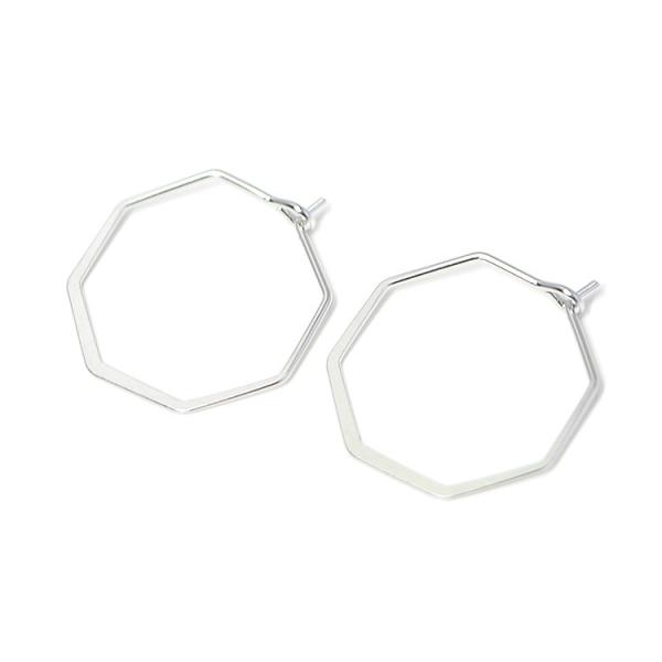【2個入り】マットシルバーSharp Hexagon ヘキサゴン形ピアスフック、パーツ
