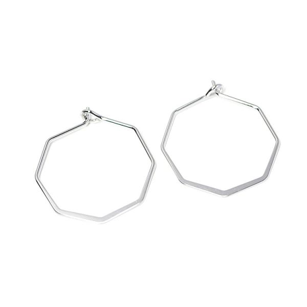 【2個入り】光沢シルバーSharp Hexagon ヘキサゴン形ピアスフック、パーツ