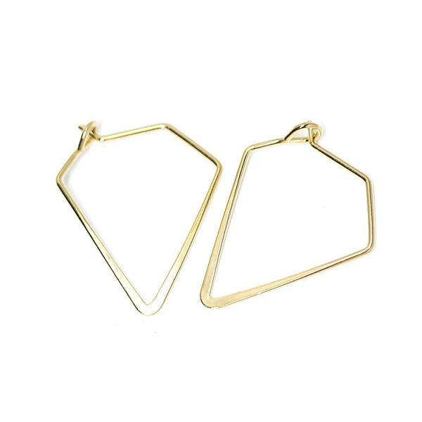 【2個入り】光沢ゴールドSharp Triangleトライアングル形ピアスフック、パーツ