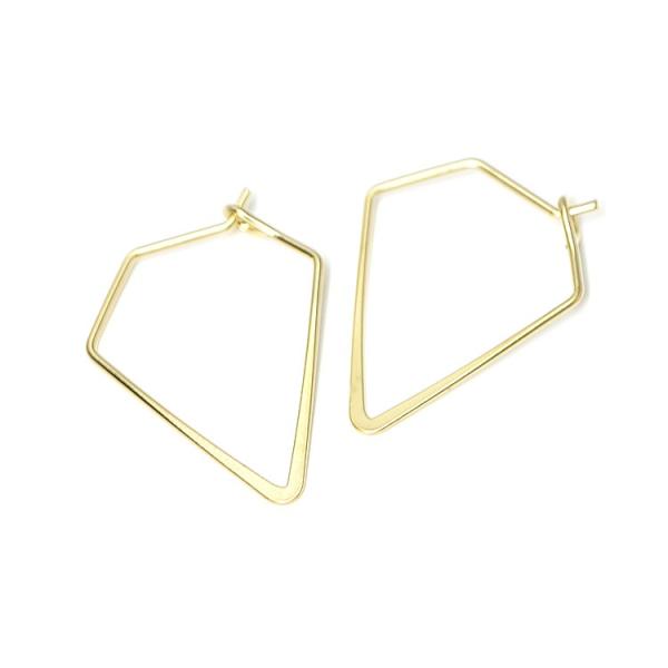 【2個入り】マットゴールドSharp Triangleトライアングル形ピアスフック、パーツ