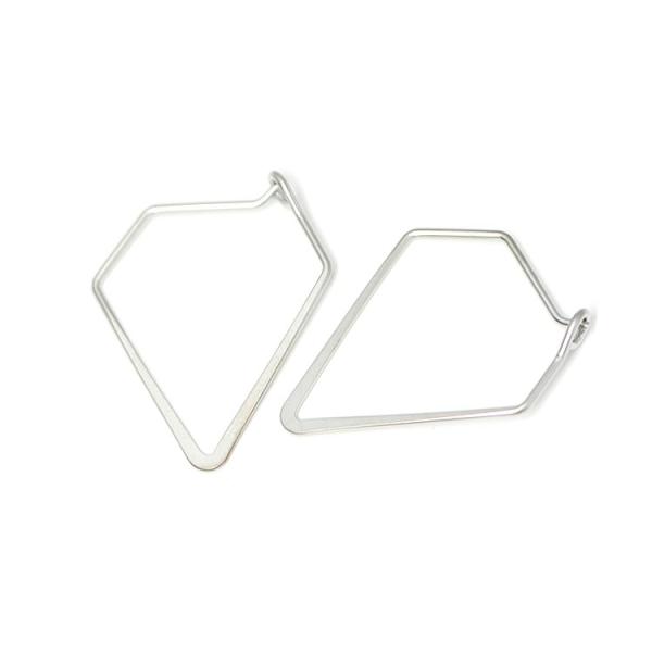 【2個入り】マットシルバーSharp Triangleトライアングル形ピアスフック、パーツ