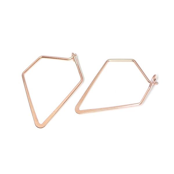 【2個入り】マットピンクゴールドSharp Triangleトライアングル形ピアスフック、パーツ