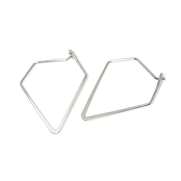 【2個入り】光沢シルバーSharp Triangleトライアングル形ピアスフック、パーツ