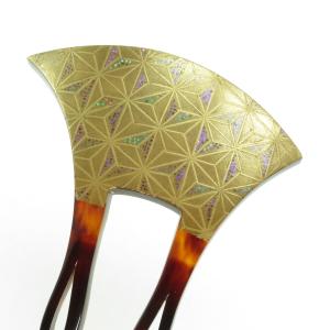 伝統工芸士 初代甲心 磯貝庫太 作 本鼈甲製 花笄 六ッ揃 共箱付 べっ甲