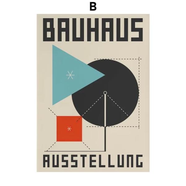 バウハウス Bauhaus ミッドセンチュリー モダン キャンバスアートポスター 50×70cm イ...