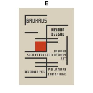 バウハウス Bauhaus ミッドセンチュリー モダン キャンバスアートポスター 50×70cm イラスト インテリア 雑貨 海外製 枠なし E