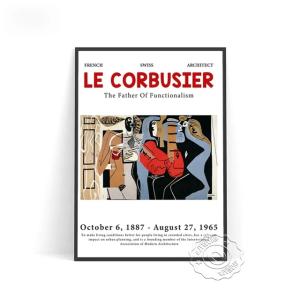 ル・コルビュジエ Le Corbusier ミッドセンチュリー モダン キャンバスアートポスター 50×70cm 海外製 枠なし 3｜believe555