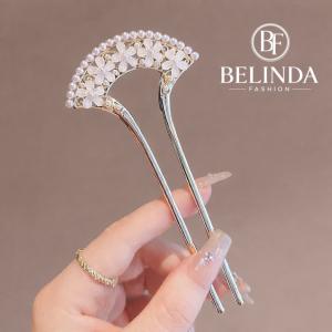 かんざし 簪 バチ柄 メタル シルバー フラワー お花 パール 着物 浴衣