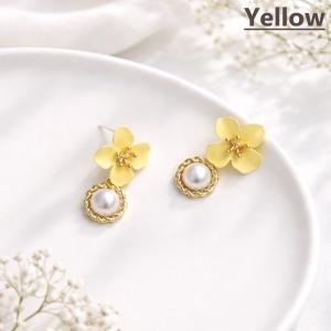 ピアス お花 フラワー パール イエロー ホワ...の詳細画像3