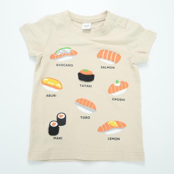 CHEEK ROOM サーモンまつりTシャツ 半袖 食べ物 お寿司 しゃけ しかけ付き 子供服 ベビ...