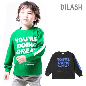 子供服 ベビー キッズ DILASH ディラッシュ 長袖Tシャツ トップス 80-140cm ロンT 23年春夏 ずれロゴプリント★メール便OK｜bell-milk