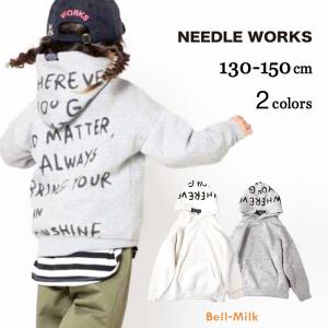 パーカー T/C裏毛 BACKプリント 裏起毛 オーバーサイズ スウェット 子供服 キッズ 男の子 女の子 130-140cm ニードルワークス 秋冬物 ●メール便不可｜bell-milk