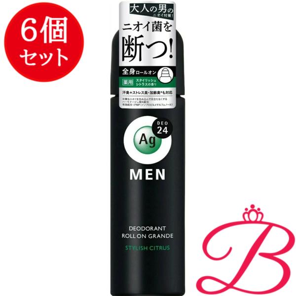 【6個】ファイントゥデイ エージーデオ24 メン メンズデオドラントロールオン グランデ（スタイリッ...