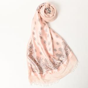 GUCCI（グッチ） レディース フラワー シルク スカーフ 黒 ピンク 花柄