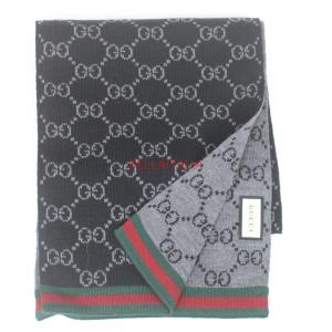 GUCCI（グッチ） レディース フラワー シルク スカーフ 黒 ピンク 花柄