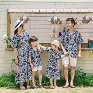 親子 ペアルック ペアtシャツ アロハシャツ ワンピース カップル シャツ リンクコーデ M＆K（株） 親子ペア ンピース アロハ ハワイ 花柄