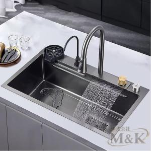 キッチンシンク 新しいステンレススチールウォーターフォールシンク M＆K（株） ステンレススチールシンクカップワッシャーシンク ドロップイン