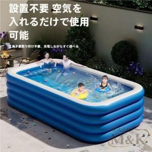 新型 ビニールプール 滑り台付き 大型プール エアプール 自動充気 ファミリ M＆K（株） 猛暑対策 水遊び 子供 自宅 夏 キッズ 屋外