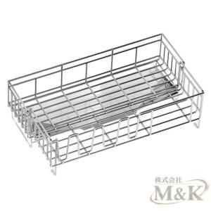 スライド伸縮式 水切りラック 幅21-37cm×奥行58cm 6連グラスホルダー M＆K（株） ステンレス 省スペースに置ける 箸置き付き 寝室