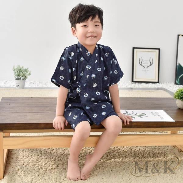 甚平 男の子 下上セット 綿 ルームウェア じんべい パジャマ 寝間着 夏祭り M＆K（株） 七五三...