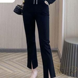 八分丈 フレア パンツ ストレッチパンツ クロ...の詳細画像3