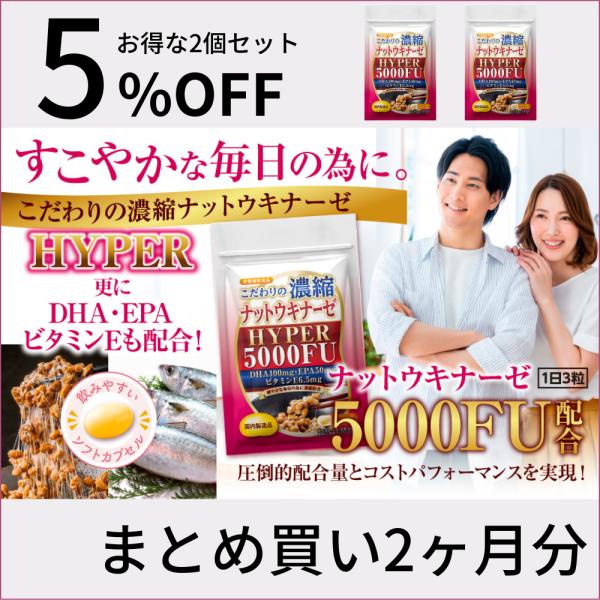 ナットウキナーゼ 納豆キナーゼ 納豆 サプリメント 5000FU こだわりの濃縮ナットウキナーゼHY...