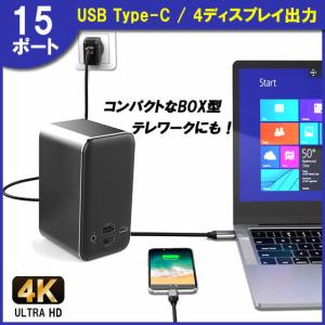 ドッキングステーション 15ポート BOX型 Type-C 4つのディスプレイに出力可 テレワークにも IZELL2401