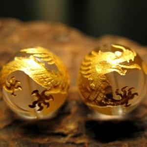 水晶の12mm「四神水晶（青龍）」金塗り