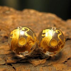 水晶の12mm「四神水晶（白虎）」金塗り