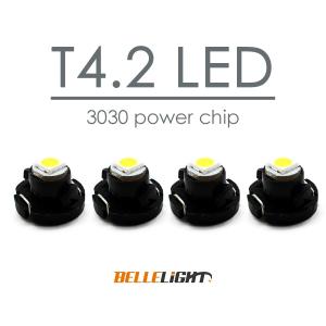 T4.2 LED 4個セット  ハイパワーSMD採用 白 メーター球 エアコン球 ダッシュボードパネル内 3030チップ ホワイト 12V用 PX031
