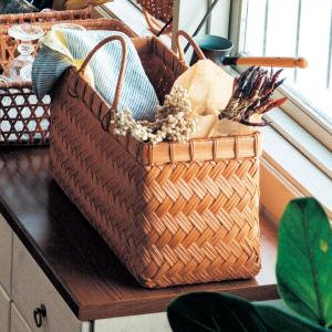 ラタン バスケット 大小2個組 ホワイトウォッシュ 白 収納バスケット
