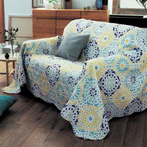 北欧調リバーシブルキルトマルチカバー・ソファーカバー 約190×270