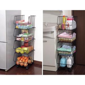 キャスター付き　スタッキングバスケット４段