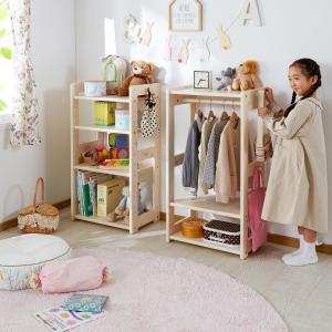 キッズ ハンガーラック 木製 ナチュラル 収納ラック 衣類ラック 子供