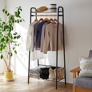 籐 ラタンハンガーラック 上棚付スリムラック 巾60cm W-669 アジアン