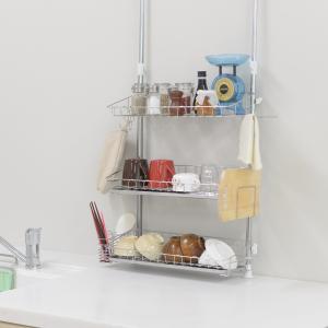 ヨシカワ 水切りラック バスケットが外せる突っ張り水切り